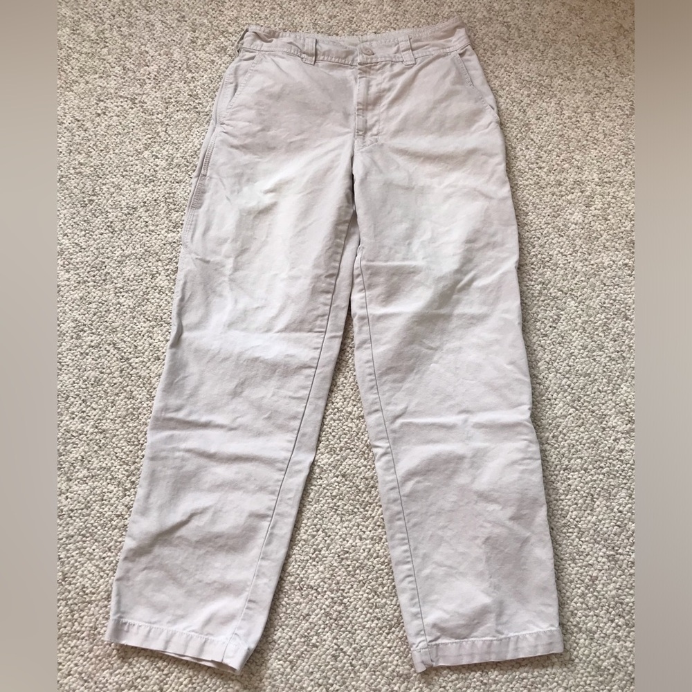 Free People 100% Cotton Roll Tab Khaki Pants Beige Tan Neutral 2 Outdoors Hiking